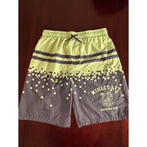 Minecraft Boys Swim Trunks Size 14/16 Adventure Club Green Grey Board Shorts